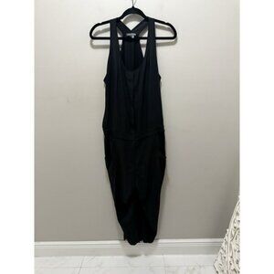 Vince Women's Black Silk Blend Jumpsuit Size L – Racerback Sleeveless Jogger